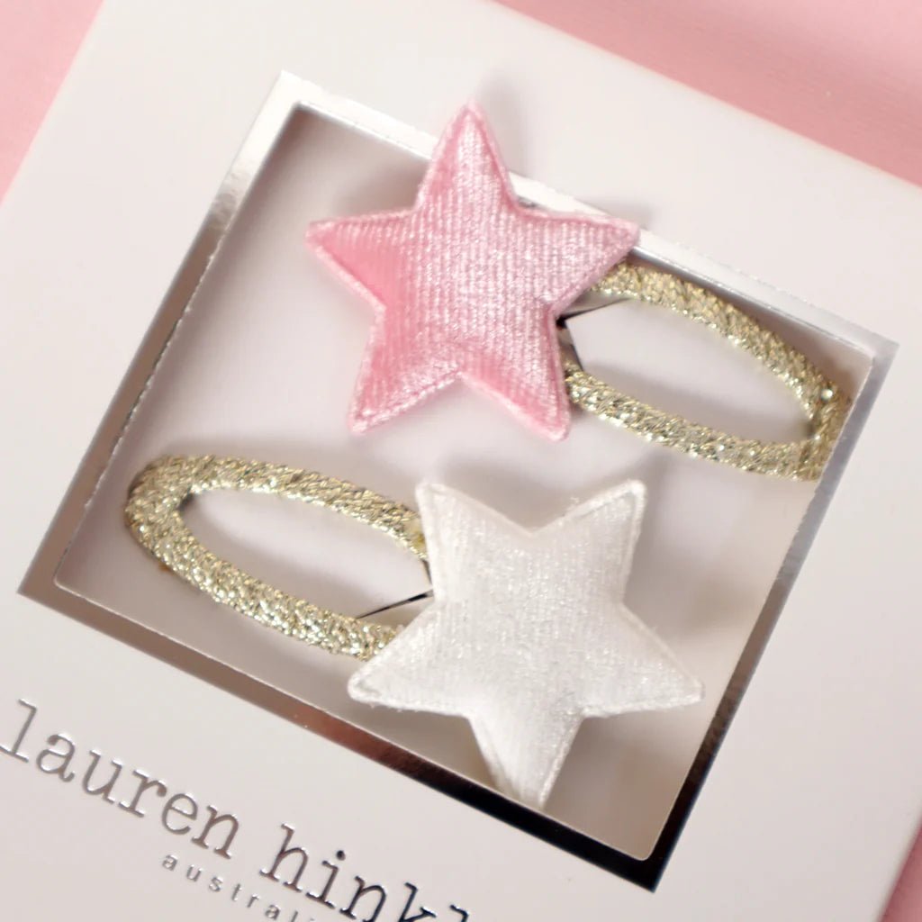 LAUREN HINKLEY | PINK & WHITE VELVET STAR HAIR CLIPS by LAUREN HINKLEY AUSTRALIA - The Playful Collective