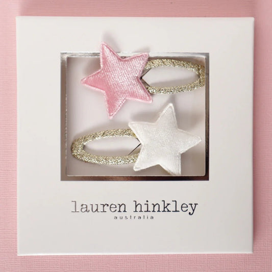 LAUREN HINKLEY | PINK & WHITE VELVET STAR HAIR CLIPS by LAUREN HINKLEY AUSTRALIA - The Playful Collective