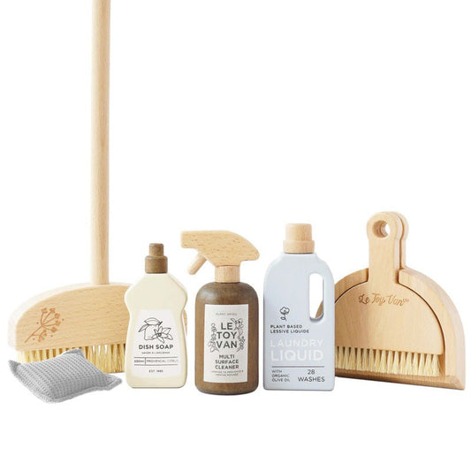 LE TOY VAN | ECO - FRIENDLY CLEANING SET & WOODEN TEA SET AND TRAY BUNDLE by LE TOY VAN - The Playful Collective