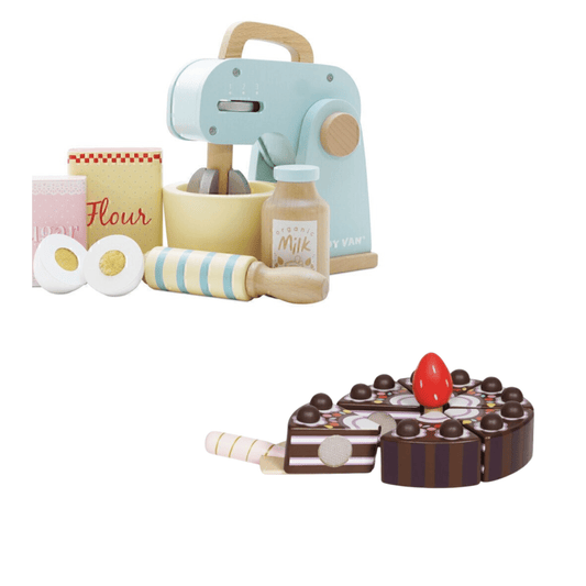 LE TOY VAN | HONEYBAKE MIXER SET & CHOCOLATE GATEAU SLICEABLE BIRTHDAY CAKE BUNDLE by LE TOY VAN - The Playful Collective