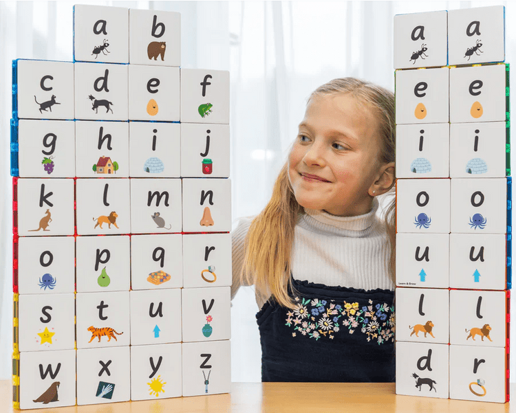 LEARN & GROW | MAGNETIC TILE TOPPER - ALPHABET LOWER CASE PACK (40 PIECE) *PRE - ORDER* by LEARN & GROW TOYS - The Playful Collective