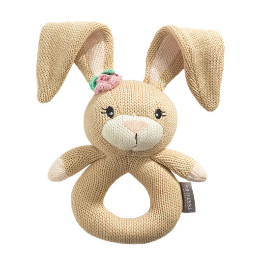 LIVING TEXTILES | KNITTED RING RATTLE - AMELIA THE BUNNY by LIVING TEXTILES - The Playful Collective