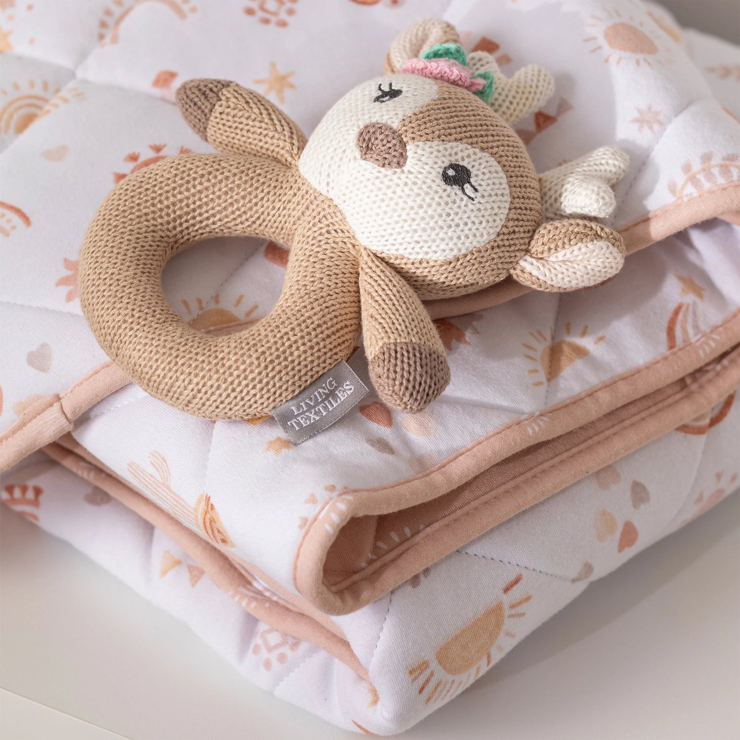 LIVING TEXTILES | KNITTED RING RATTLE - AVA THE FAWN by LIVING TEXTILES - The Playful Collective