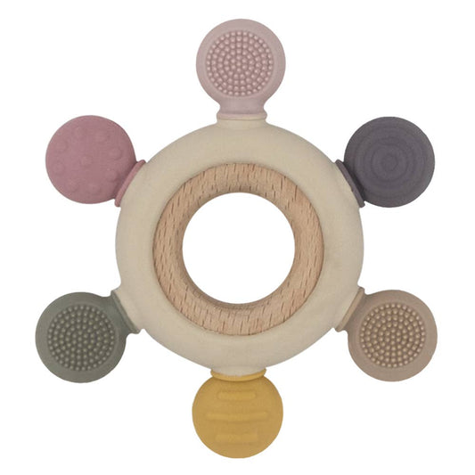 LIVING TEXTILES | MULTI - SURFACE TEETHING WHEEL - ROSE by LIVING TEXTILES - The Playful Collective