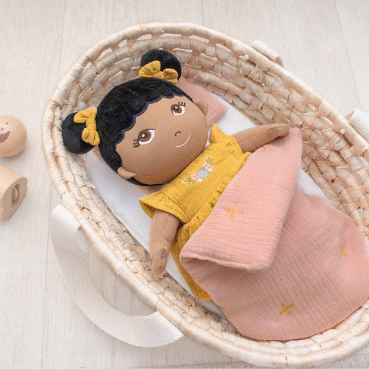 LIVING TEXTILES | RATTAN DOLL MOSES BASKET SET - BLUSH by LIVING TEXTILES - The Playful Collective