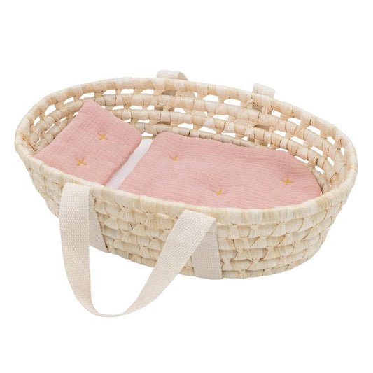 LIVING TEXTILES | RATTAN DOLL MOSES BASKET SET - BLUSH by LIVING TEXTILES - The Playful Collective