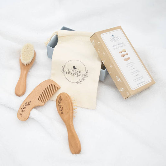 LIVING TEXTILES | WOODEN BABY BRUSH & COMB SET - 3PC by LIVING TEXTILES - The Playful Collective