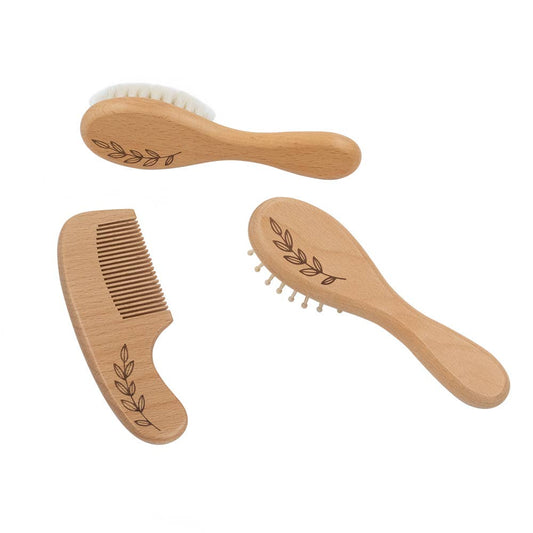 LIVING TEXTILES | WOODEN BABY BRUSH & COMB SET - 3PC by LIVING TEXTILES - The Playful Collective