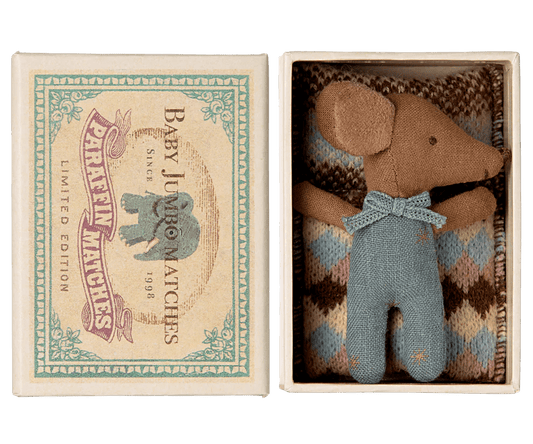 MAILEG | SLEEPY WAKEY BABY MOUSE IN MATCHBOX - BLUE by MAILEG - The Playful Collective