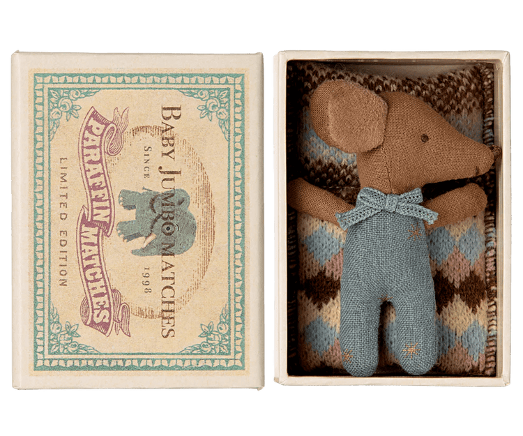 MAILEG | SLEEPY WAKEY BABY MOUSE IN MATCHBOX - BLUE by MAILEG - The Playful Collective