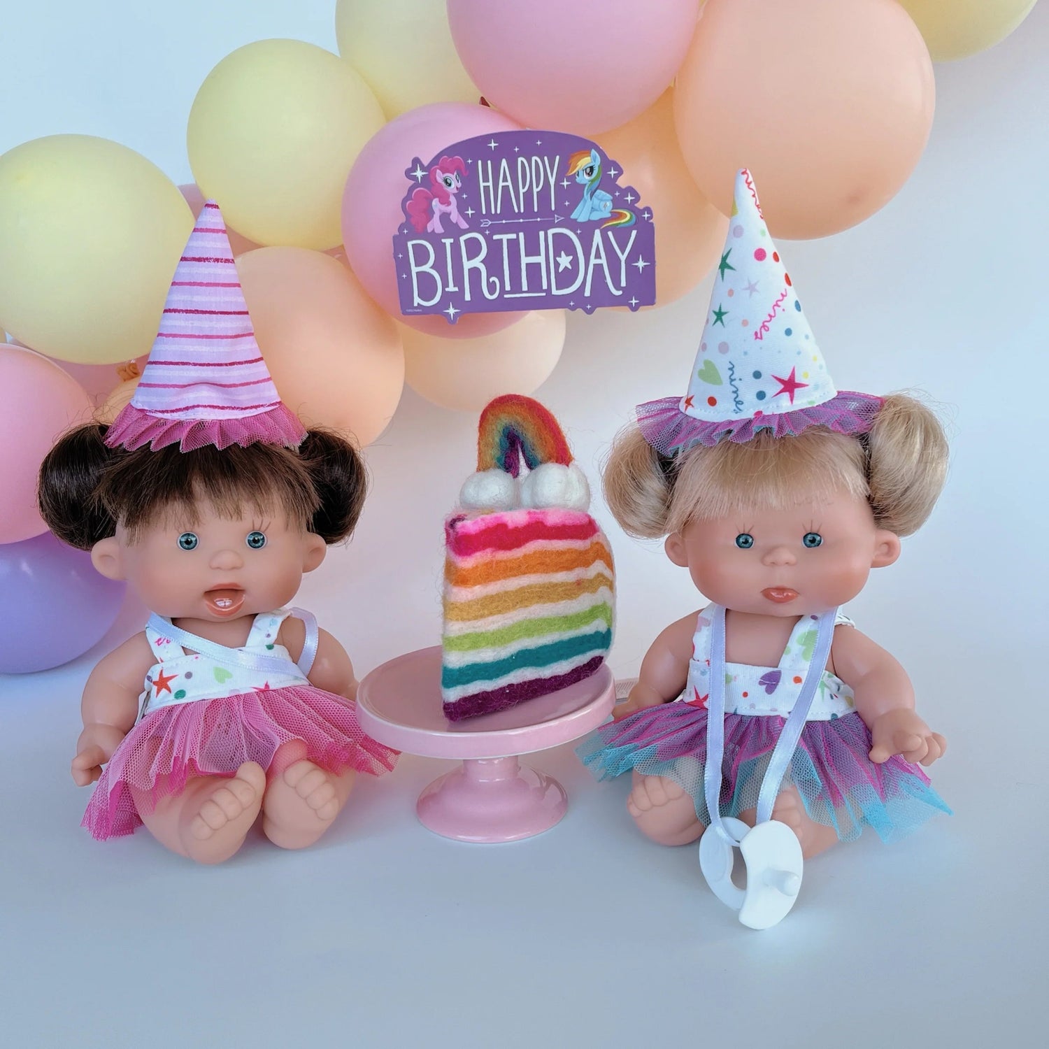 NINES D'ONIL | BABY DOLL PEPOTIN SPECIAL HAPPY BIRTHDAY (21CM) Pink Blonde Hair by NINES D'ONIL DOLLS - The Playful Collective