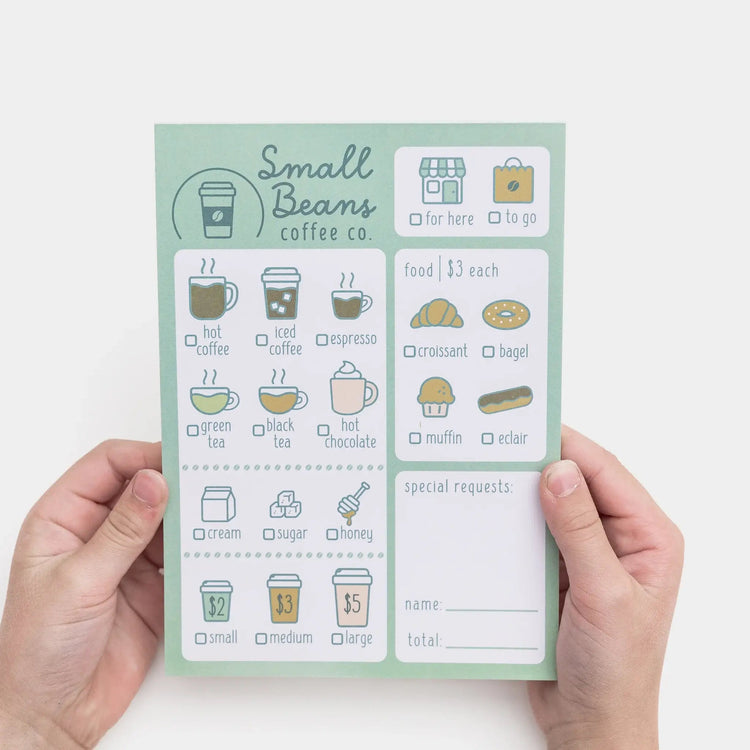 OH, LITTLE WREN | COFFEE SHOP PRETEND PLAY NOTEPAD *PRE - ORDER* by OH, LITTLE WREN - The Playful Collective