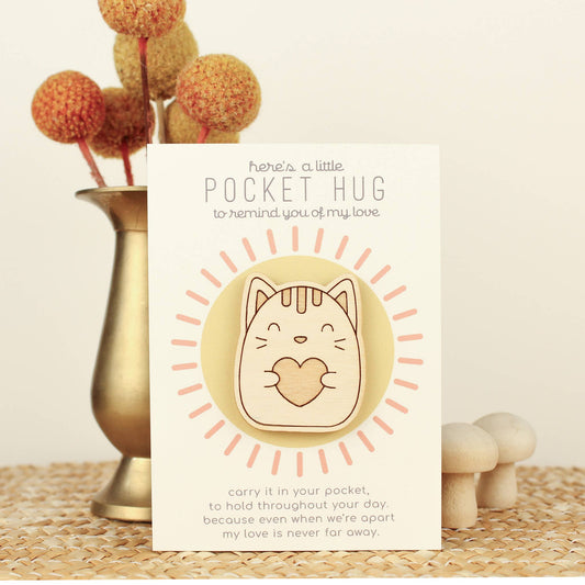 OH, LITTLE WREN | WOODEN POCKET HUG - CAT *PRE - ORDER* by OH, LITTLE WREN - The Playful Collective