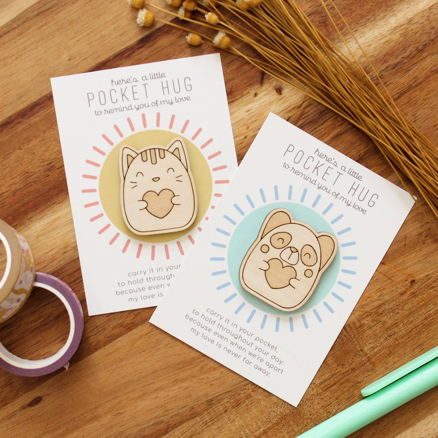 OH, LITTLE WREN | WOODEN POCKET HUG - CAT *PRE - ORDER* by OH, LITTLE WREN - The Playful Collective