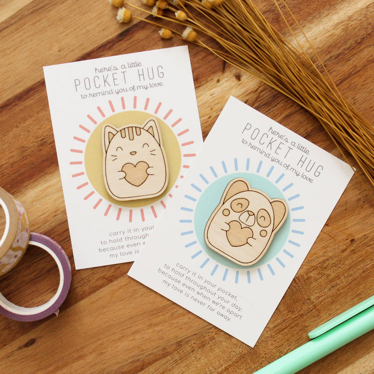 OH, LITTLE WREN | WOODEN POCKET HUG - CAT *PRE - ORDER* by OH, LITTLE WREN - The Playful Collective