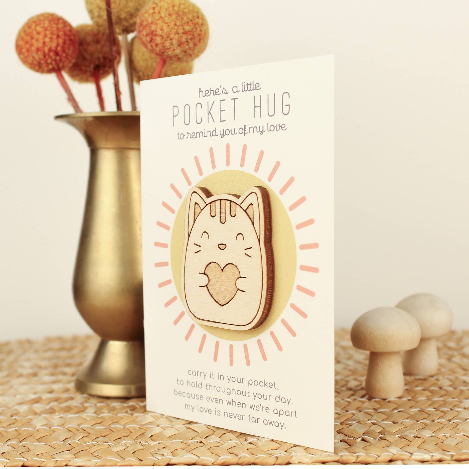 OH, LITTLE WREN | WOODEN POCKET HUG - CAT *PRE - ORDER* by OH, LITTLE WREN - The Playful Collective