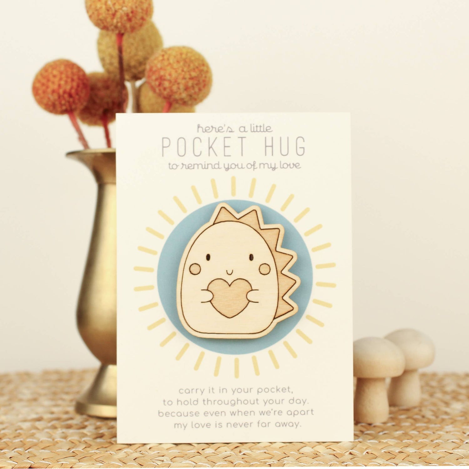 OH, LITTLE WREN | WOODEN POCKET HUG - DINOSAUR *PRE - ORDER* by OH, LITTLE WREN - The Playful Collective