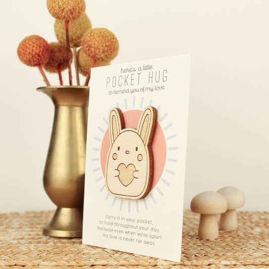 OH, LITTLE WREN | WOODEN POCKET HUG - RABBIT *PRE - ORDER* by OH, LITTLE WREN - The Playful Collective