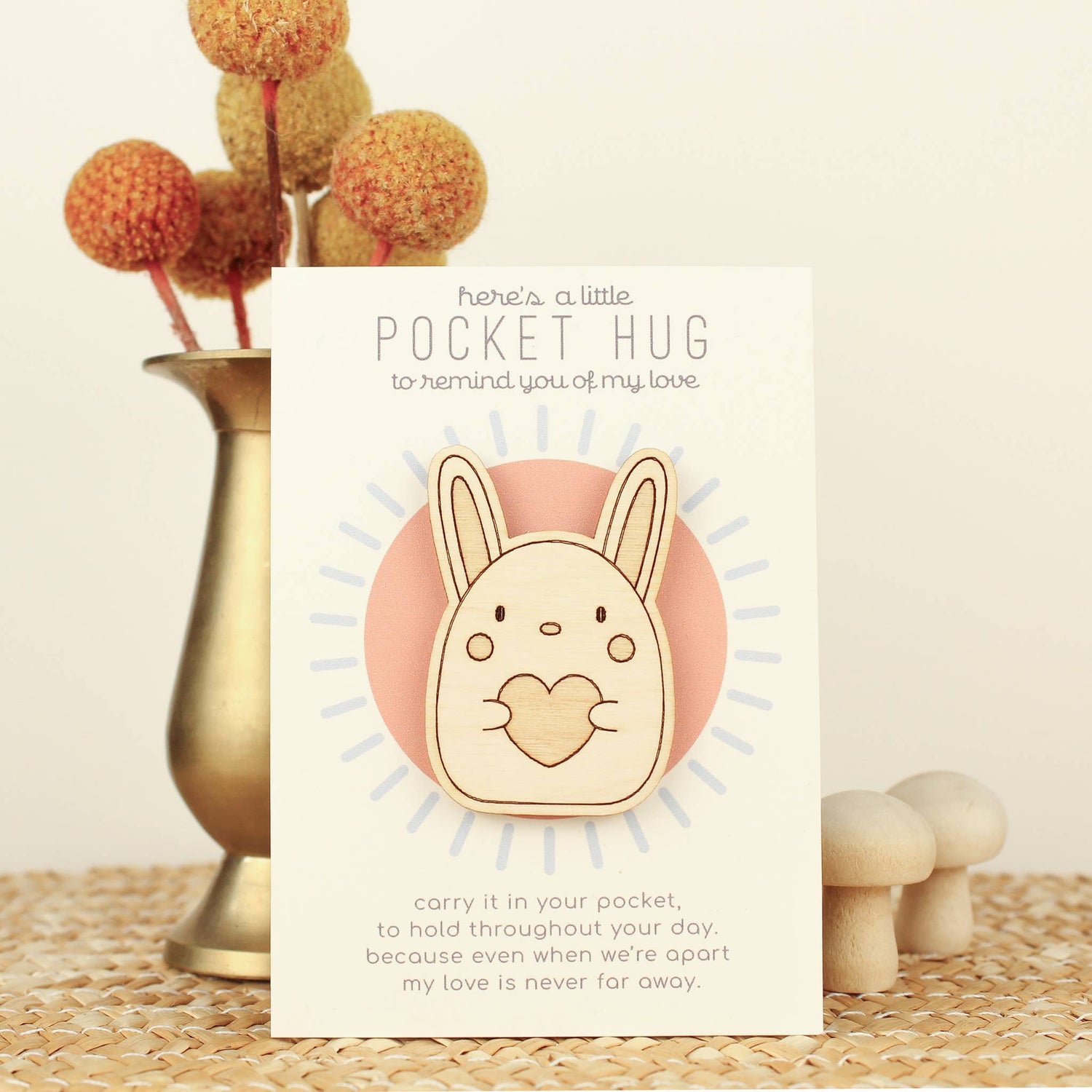 OH, LITTLE WREN | WOODEN POCKET HUG - RABBIT *PRE - ORDER* by OH, LITTLE WREN - The Playful Collective