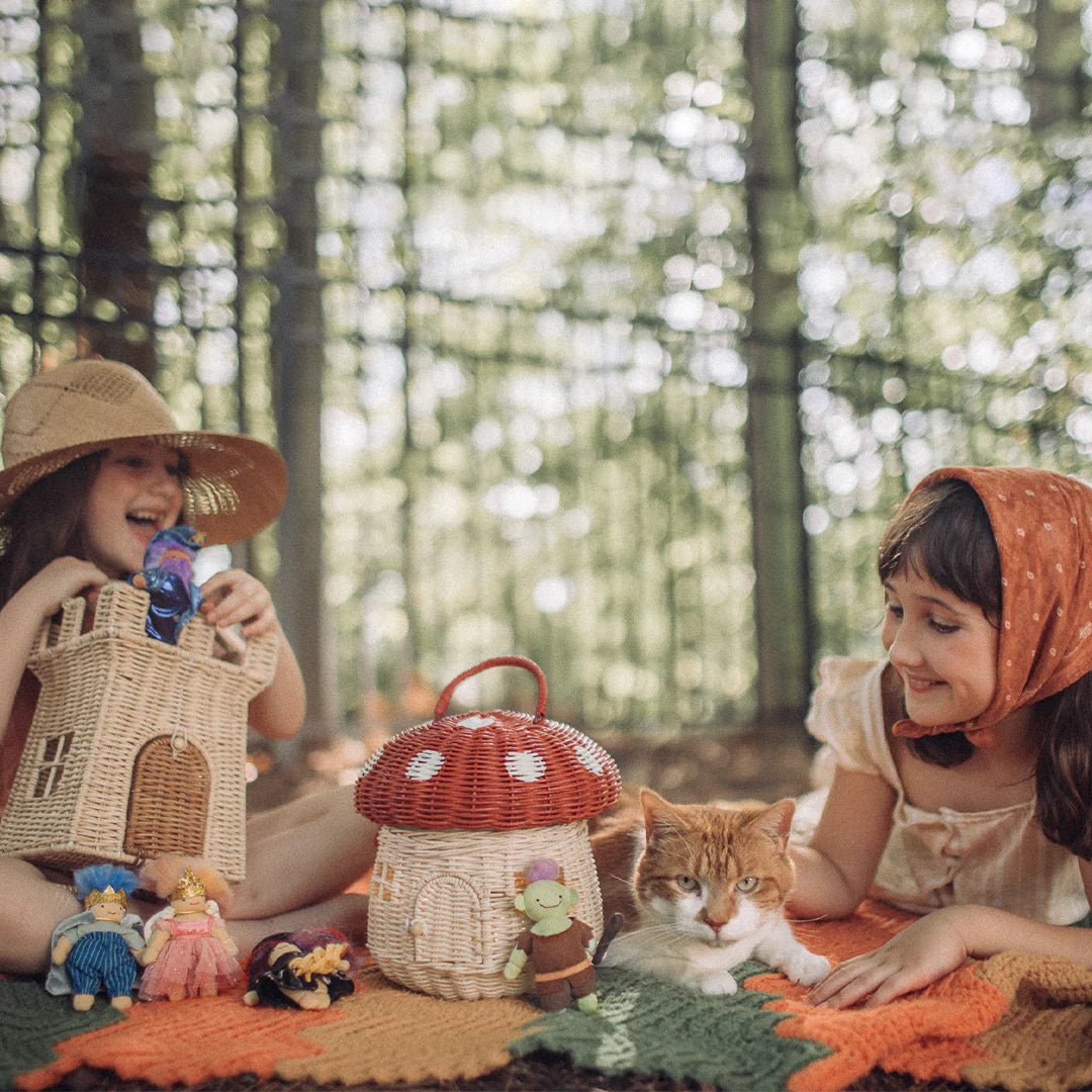 OLLI ELLA | RATTAN MUSHROOM BASKET - RED by OLLI ELLA - The Playful Collective