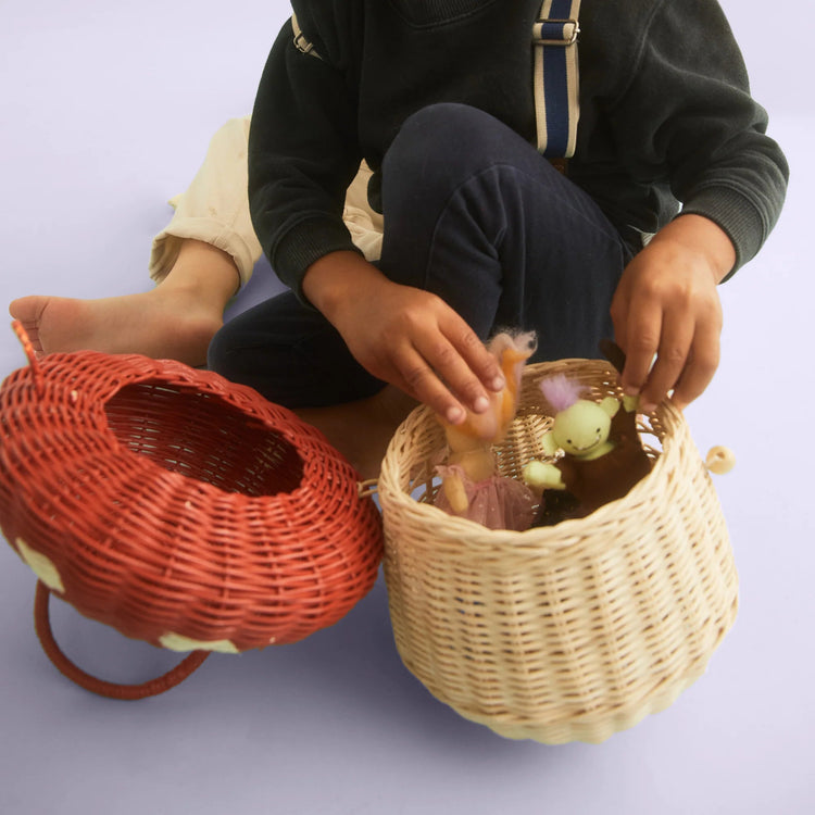 OLLI ELLA | RATTAN MUSHROOM BASKET - RED by OLLI ELLA - The Playful Collective