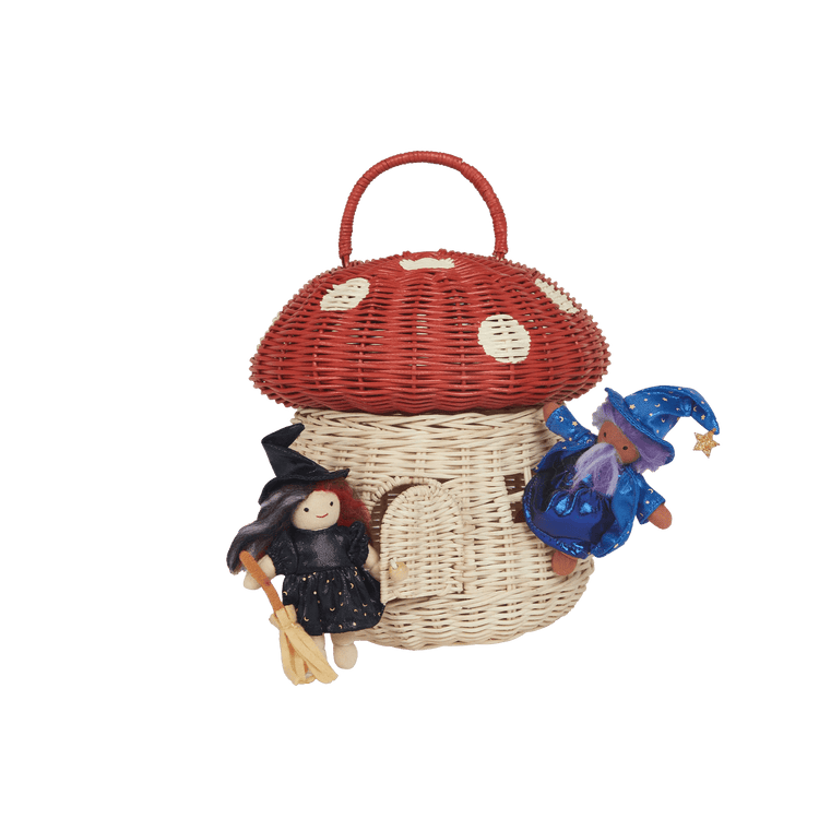 OLLI ELLA | RATTAN MUSHROOM BASKET - RED by OLLI ELLA - The Playful Collective