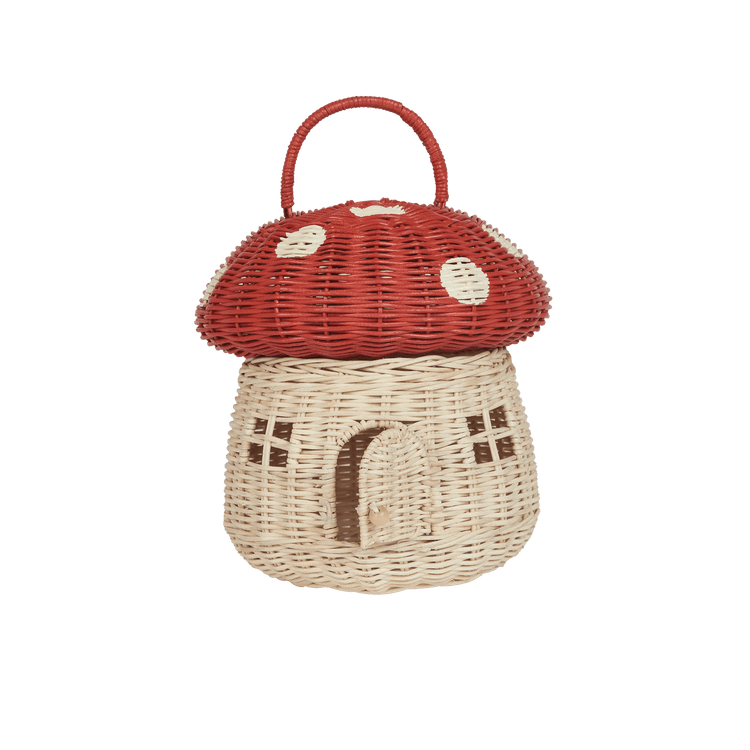 OLLI ELLA | RATTAN MUSHROOM BASKET - RED by OLLI ELLA - The Playful Collective