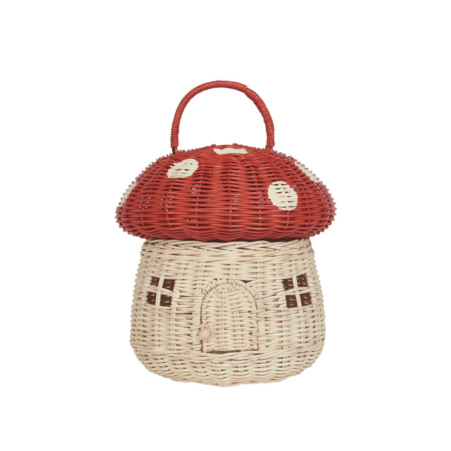 OLLI ELLA | RATTAN MUSHROOM BASKET - RED by OLLI ELLA - The Playful Collective