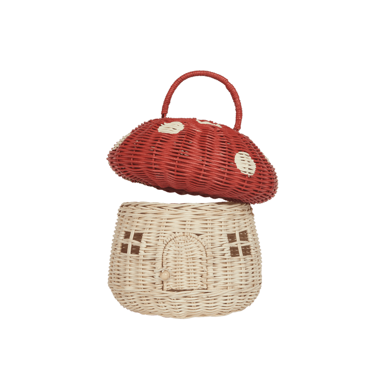 OLLI ELLA | RATTAN MUSHROOM BASKET - RED by OLLI ELLA - The Playful Collective