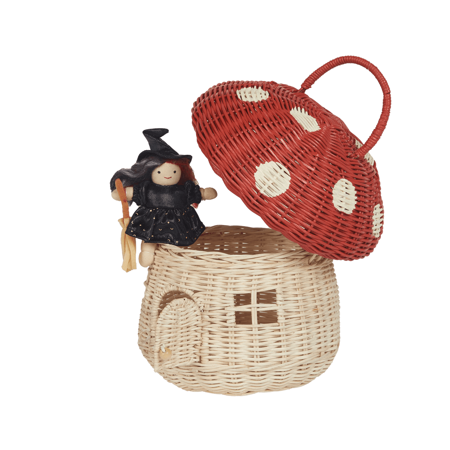 OLLI ELLA | RATTAN MUSHROOM BASKET - RED by OLLI ELLA - The Playful Collective