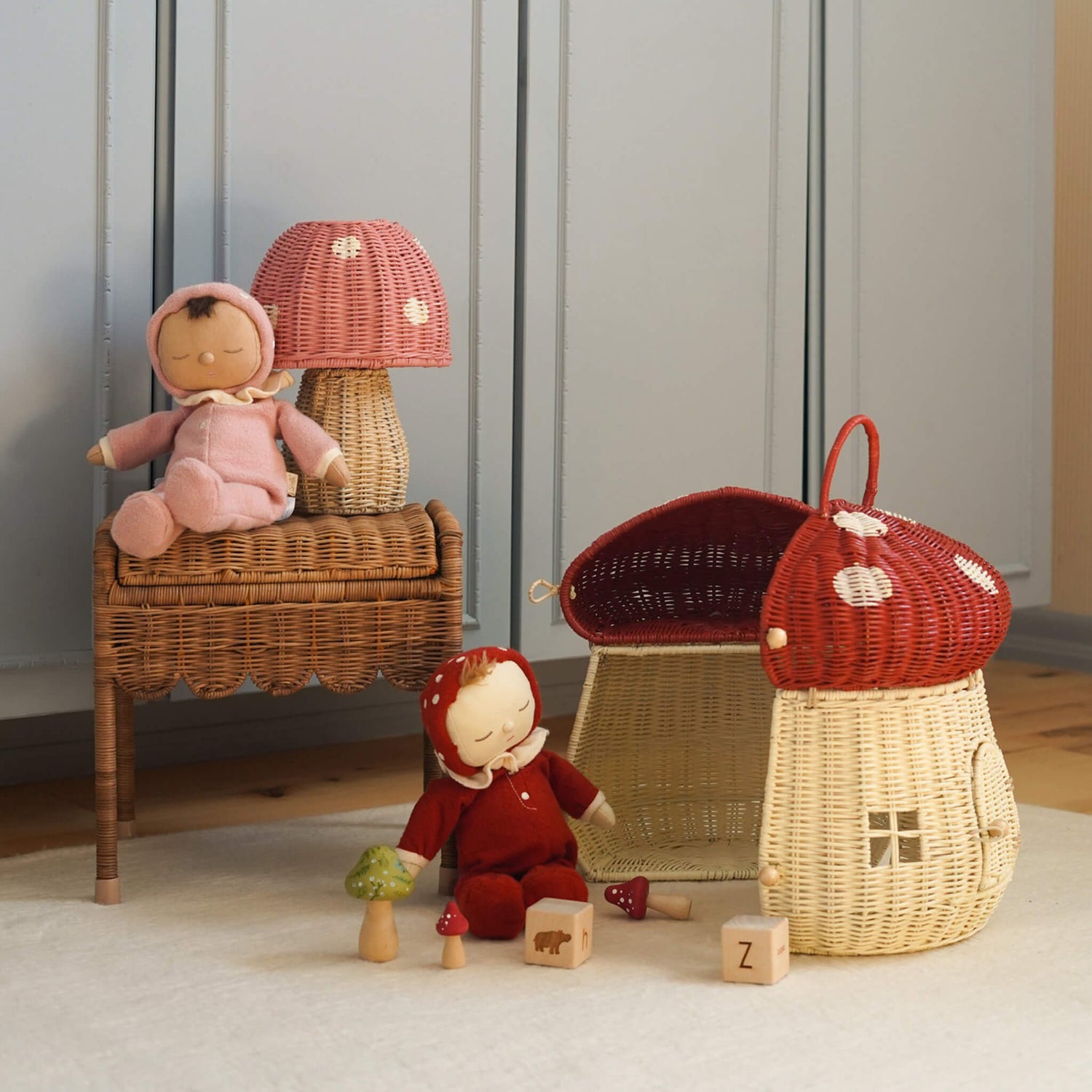 OLLI ELLA | RATTAN MUSHROOM DOLL HOUSE - RED *PRE - ORDER* by OLLI ELLA - The Playful Collective