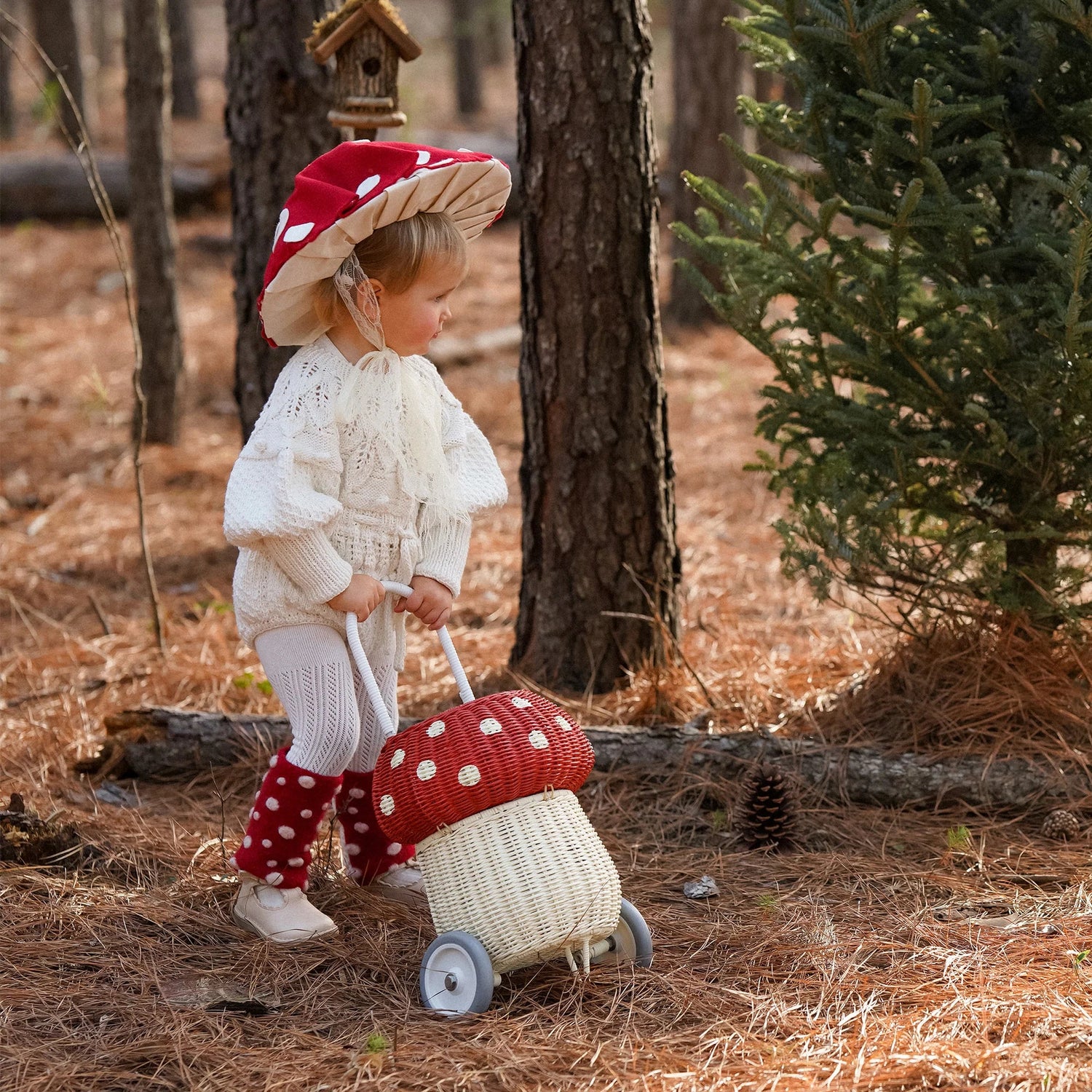 OLLI ELLA | RATTAN MUSHROOM LUGGY - RED by OLLI ELLA - The Playful Collective