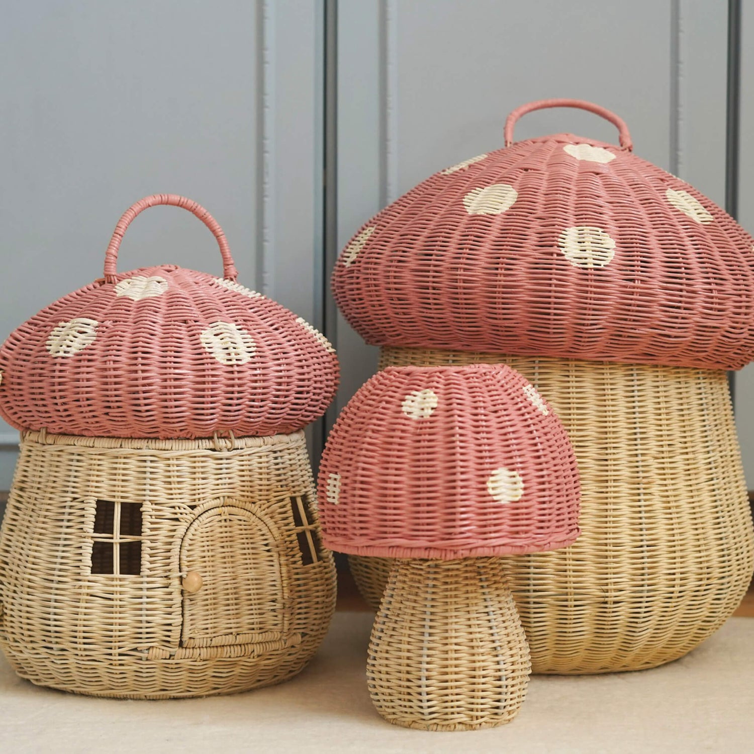 OLLI ELLA | RATTAN MUSHROOM STORAGE BASKET - MUSK *PRE - ORDER* by OLLI ELLA - The Playful Collective