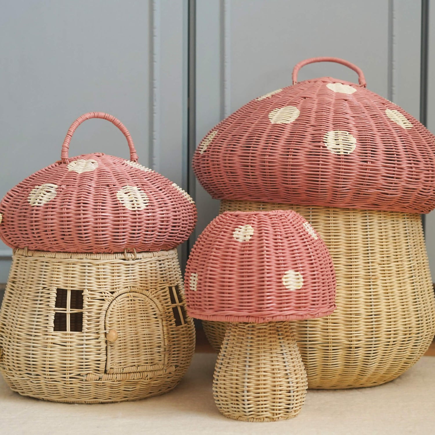 OLLI ELLA | RATTAN TOADSTOOL LAMP - MUSK *PRE - ORDER* by OLLI ELLA - The Playful Collective