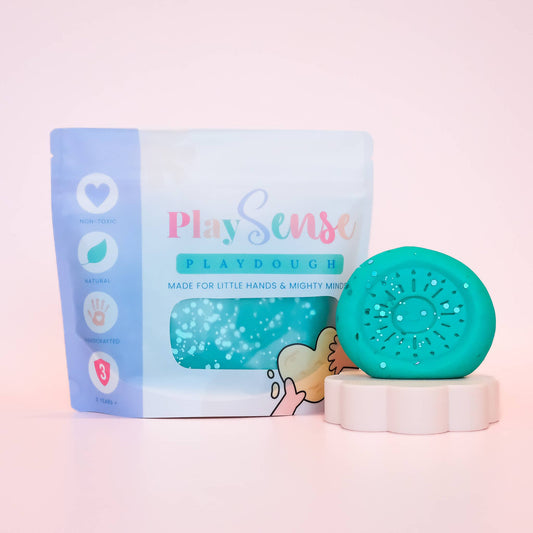 PLAY SENSE | PLAYDOUGH - GLITTER TEAL (SOUR LOLLY SCENTED) 200G PACK by PLAY SENSE - The Playful Collective