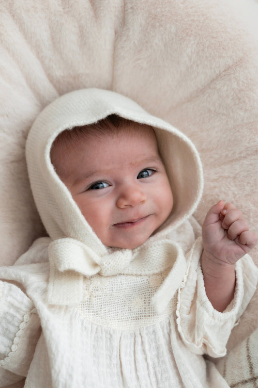 POP YA TOT | HEIRLOOM TIE UP BONNET - MILK by POP YA TOT - The Playful Collective