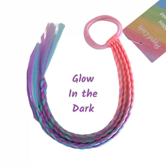 POPPET LOCKS | 12" MINI MERMAID PONYTAIL - GLOW IN THE DARK (PINK/BLUE/PURPLE) by POPPET LOCKS - The Playful Collective