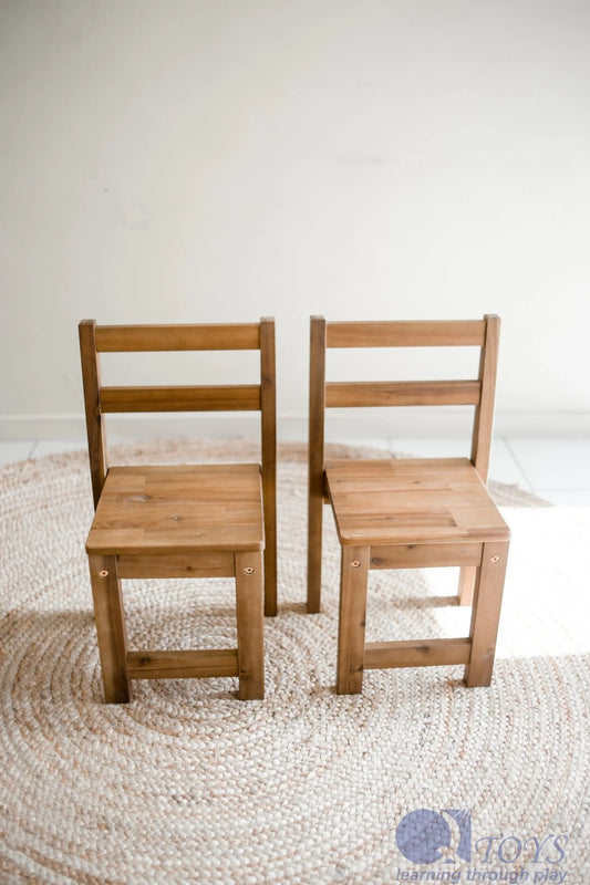 QTOYS | ACACIA (HARDWOOD) TABLE WITH 2 STANDARD CHAIRS by QTOYS - The Playful Collective