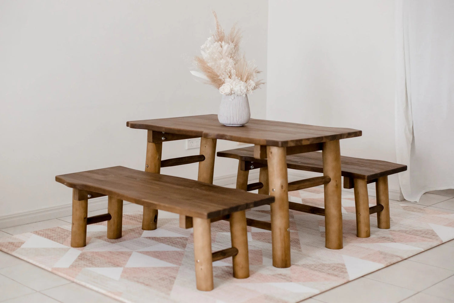 QTOYS | ACACIA (HARDWOOD) TREE TABLE AND 2 BENCH SEATS by QTOYS - The Playful Collective