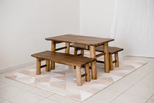 QTOYS | ACACIA (HARDWOOD) TREE TABLE AND 2 BENCH SEATS by QTOYS - The Playful Collective