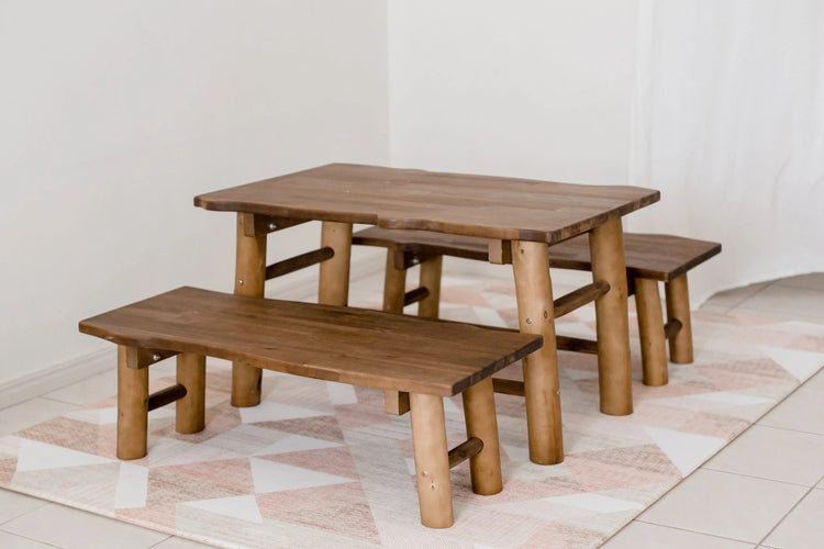 QTOYS | ACACIA (HARDWOOD) TREE TABLE AND 2 BENCH SEATS by QTOYS - The Playful Collective