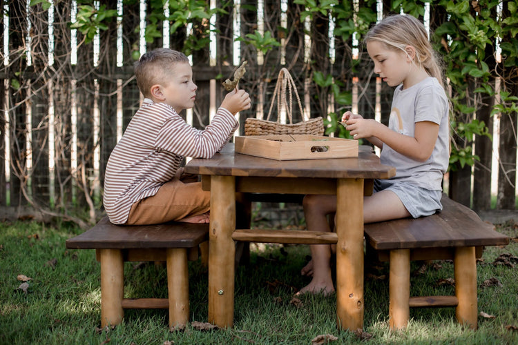 QTOYS | ACACIA (HARDWOOD) TREE TABLE AND 2 BENCH SEATS by QTOYS - The Playful Collective