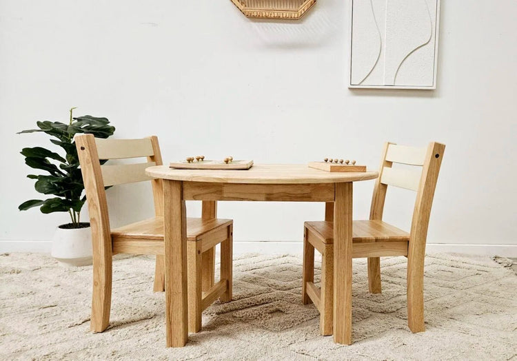 QTOYS | MEDIUM ROUND TABLE WITH 2 STACKING CHAIRS by QTOYS - The Playful Collective