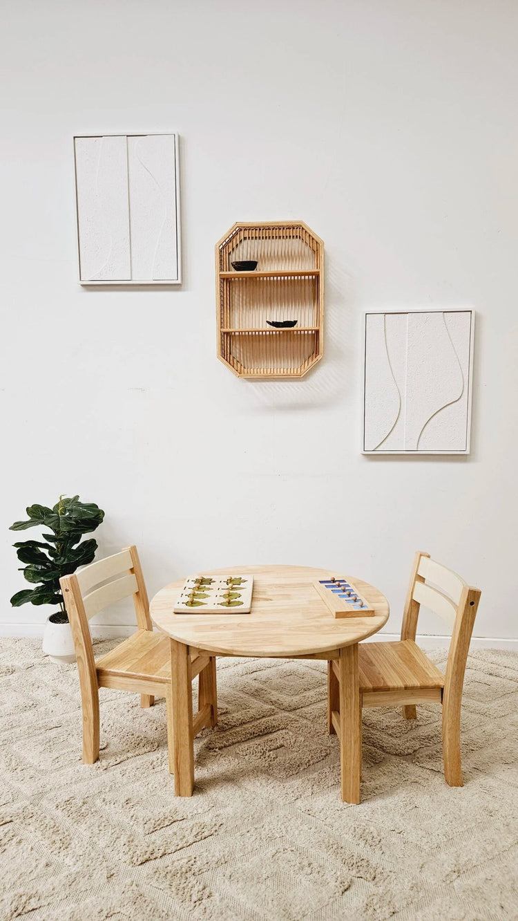 QTOYS | MEDIUM ROUND TABLE WITH 2 STACKING CHAIRS by QTOYS - The Playful Collective