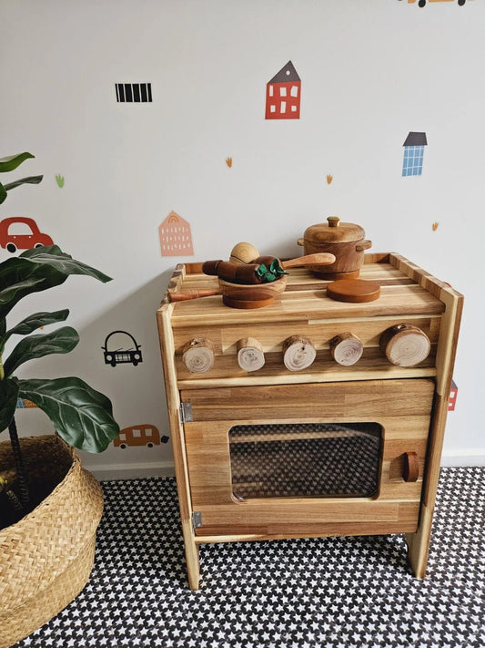 QTOYS | NATURAL WOODEN STOVE by QTOYS - The Playful Collective