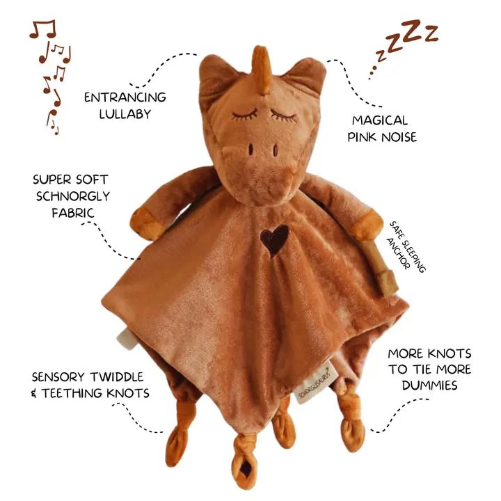 Schnorglesaurus Lullaby Pink Noise Sleep Comforter Bruno by Schnorg Baby The Playful Collective