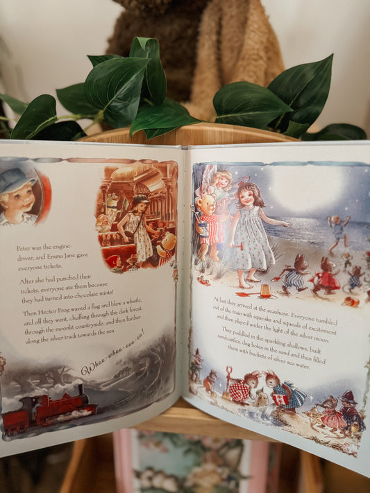 SHIRLEY BARBER | TEDDY’S FOREST FRIENDS - THE MOONLIGHT TRAIN RIDE by SHIRLEY BARBER - The Playful Collective