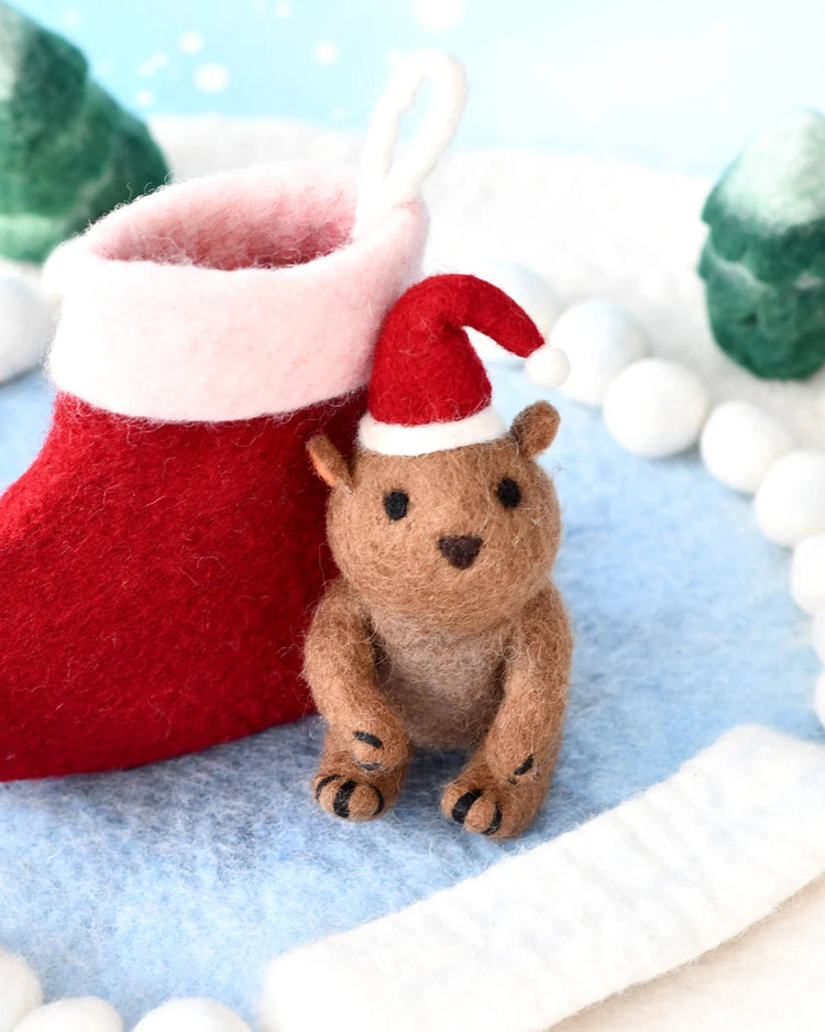 TARA TREASURES | FELT CHRISTMAS WOMBAT IN STOCKING TOY by TARA TREASURES - The Playful Collective