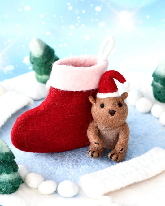 TARA TREASURES | FELT CHRISTMAS WOMBAT IN STOCKING TOY by TARA TREASURES - The Playful Collective