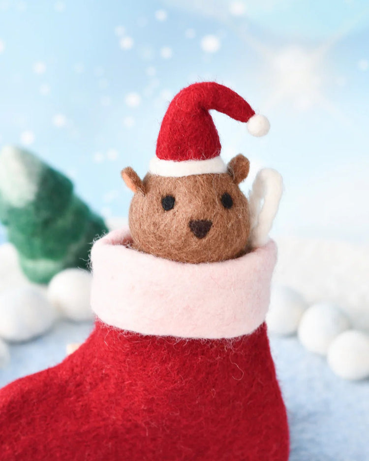 TARA TREASURES | FELT CHRISTMAS WOMBAT IN STOCKING TOY by TARA TREASURES - The Playful Collective